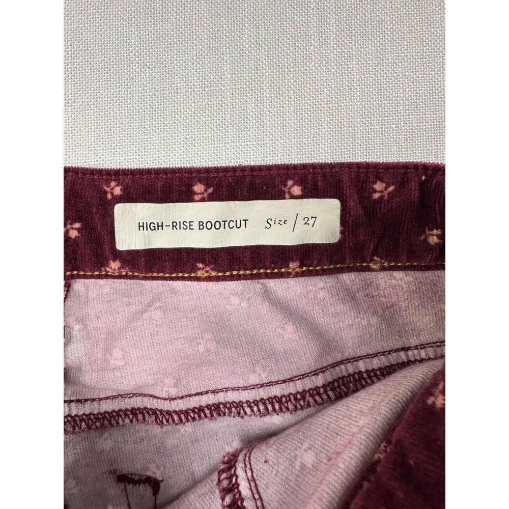 Pilcro and the Letterpress Maroon Floral Corduroy High-Rise Bootcut Pants 27 - Picture 5 of 8